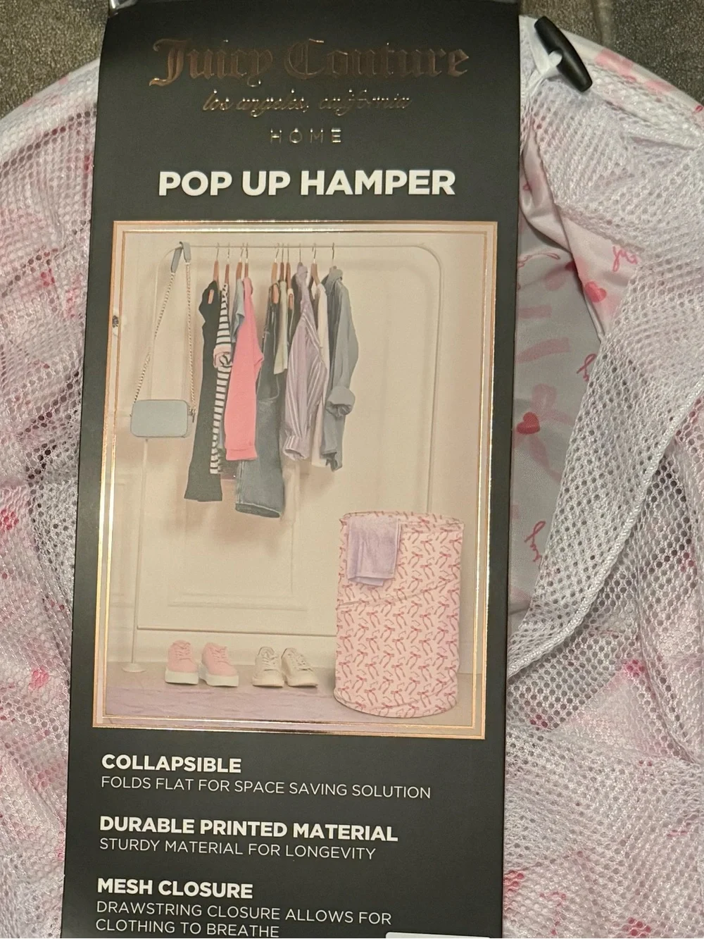Juicy Couture Pink Patterned Pop Up Hamper
